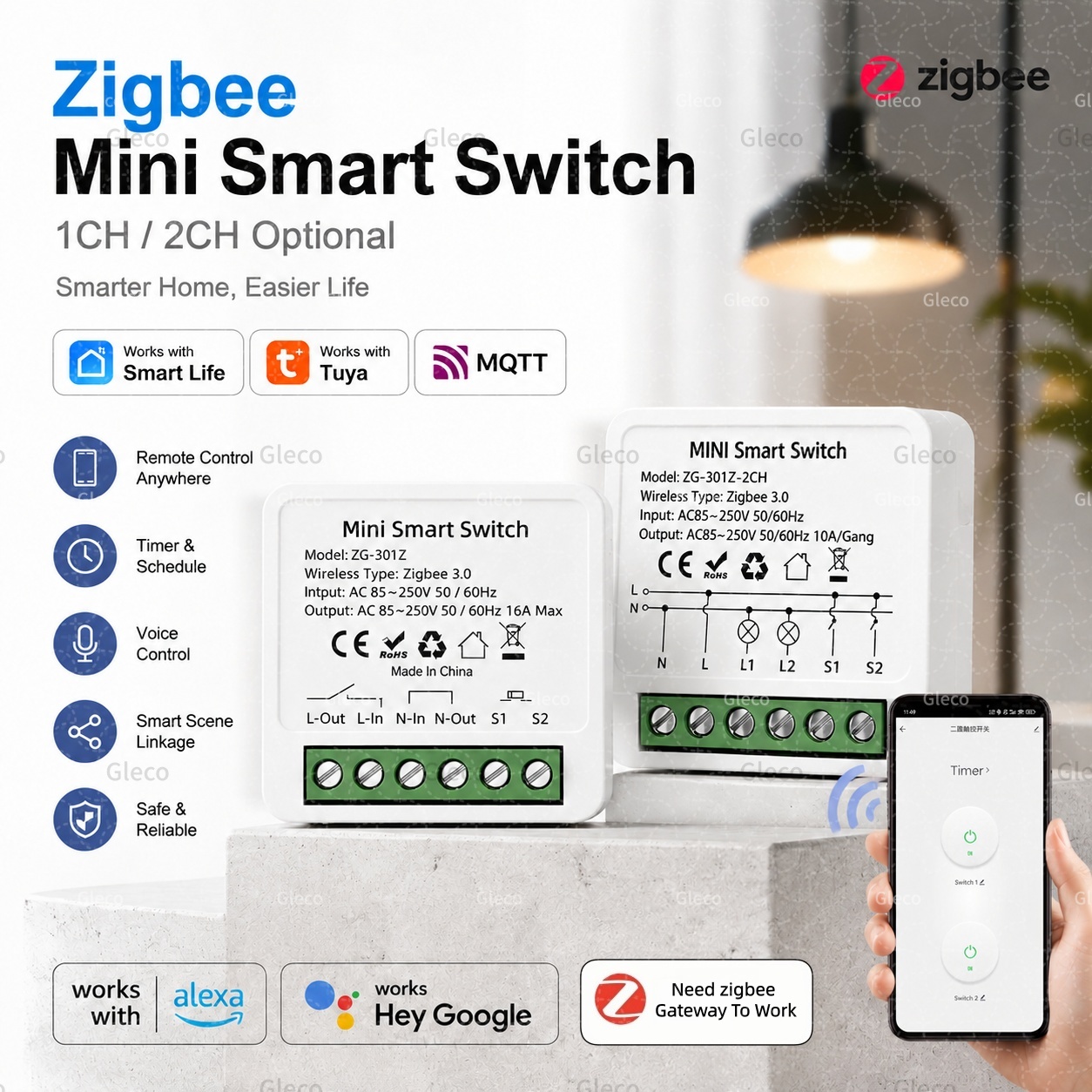 Smart Home Zigbee Gateway - Умный выключатель Zigbee Tuya Smart Life