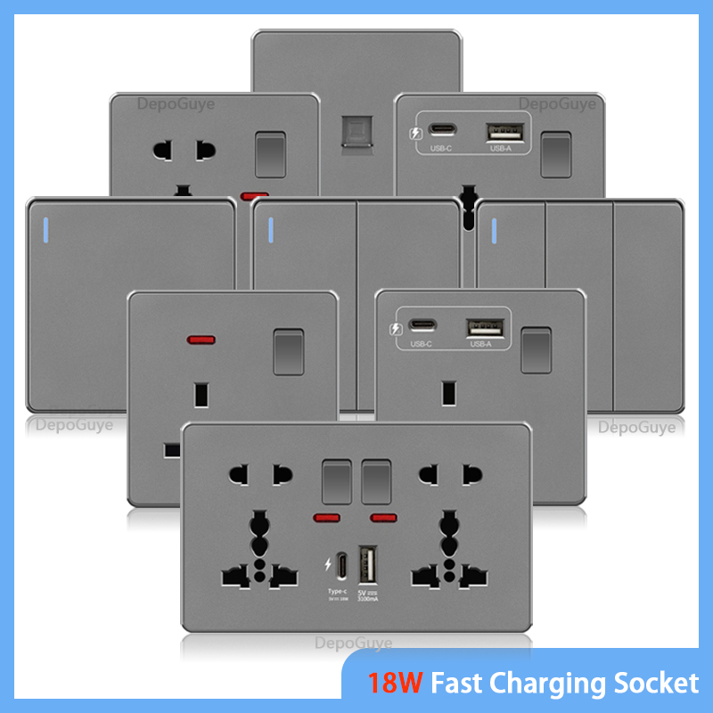 Smart Wall Socket - Великобритания, 13 А, с USB Type-c,