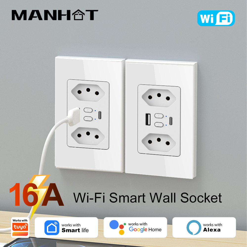 Smart Wall Socket - Умная Wi-Fi розетка MANHOT для Бразилии