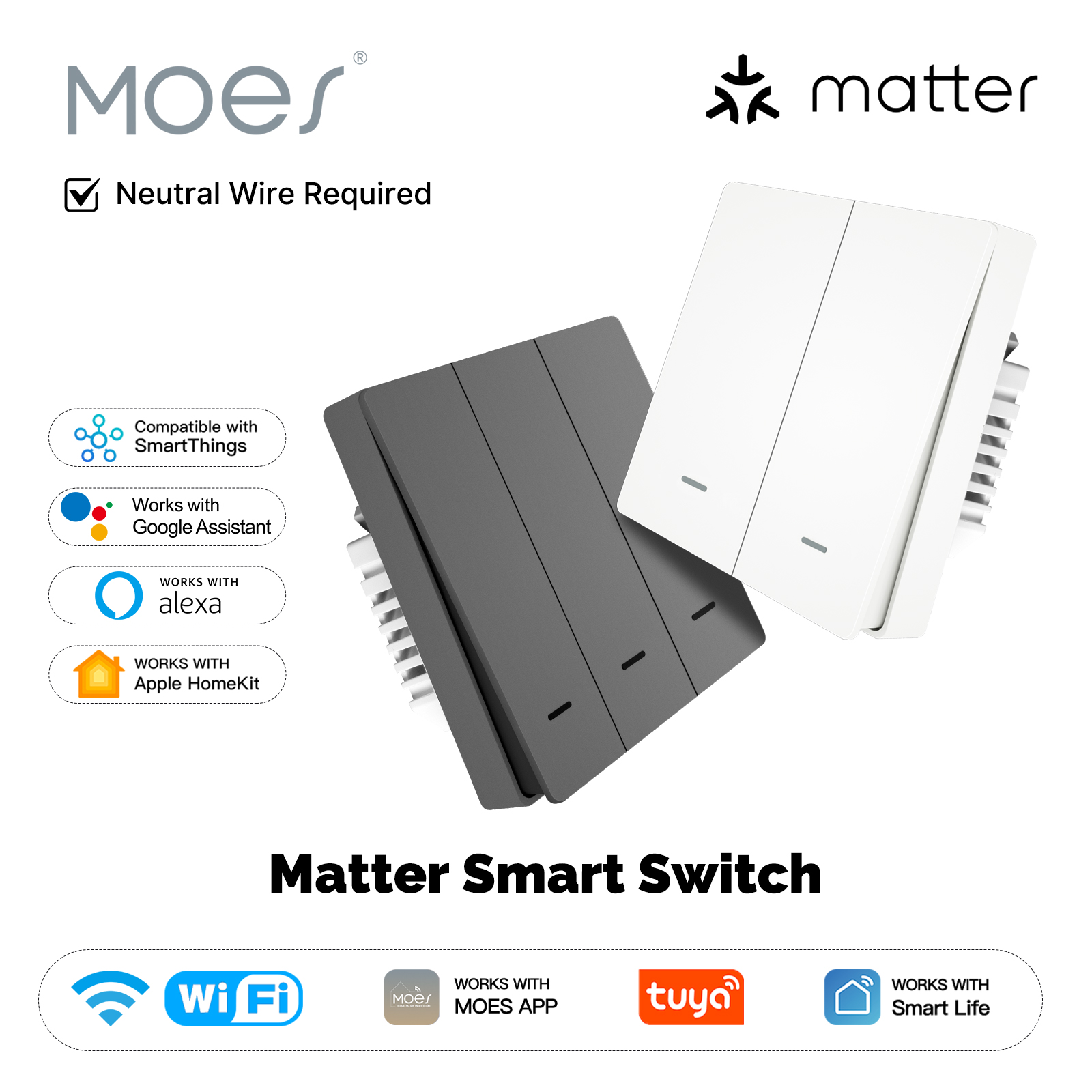 Smart Home Matter - MOES Matter Tuya Wi-Fi умный кнопочный