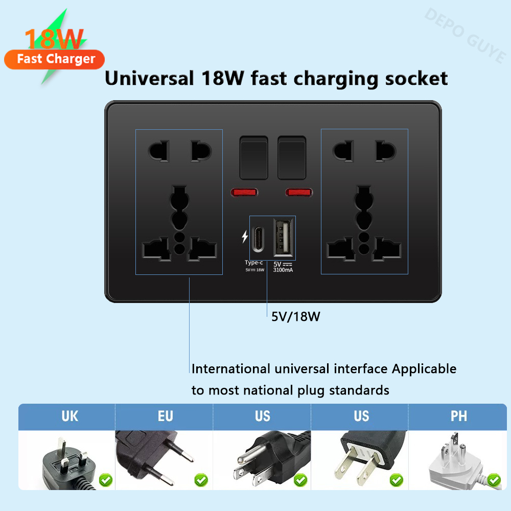 Универсальная черная розетка U – обзор и цена Smart Wall Socket